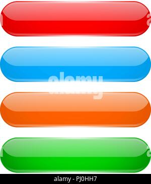 Colored oval buttons. 3d glass menu icons Stock Vector