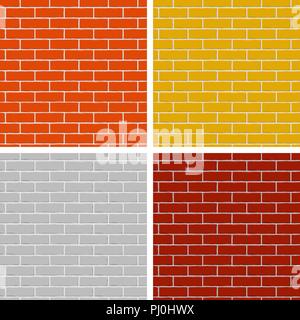 Bricks wall. Set of colored seamless patterns Stock Vector