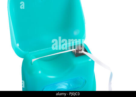 dental floss with opened lid, isolated on white Stock Photo