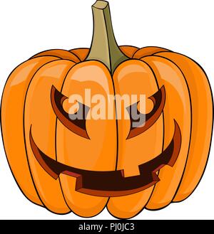 Halloween pumpkin. Carved angry face. Colored doodle Stock Vector