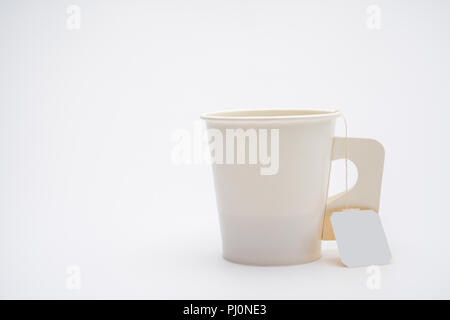 paper cup of tea isolated on white Stock Photo