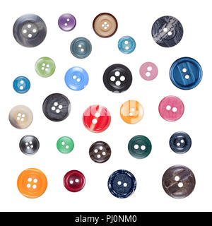 Set of Various Sewing Colorful Plastic Buttons, Isolated on White Background with Shades. Part2 Stock Photo
