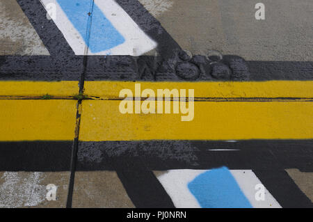 markings on tarmac seen on a flight field of Toulouse airport, France Stock Photo