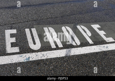 markings on tarmac seen on a flight field of Toulouse airport, France Stock Photo