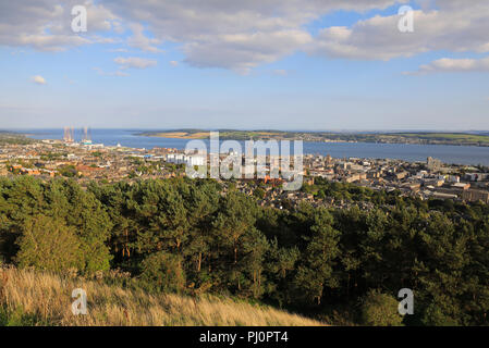 The view from Dundee Law, over the city and the River Tay, in Scotland, UK Stock Photo