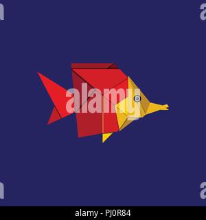 Ironfish concept from ironman. Fish origami design. Red and yellow origami fish. Papercraft fish. 100% high-quality vector design. Stock Vector