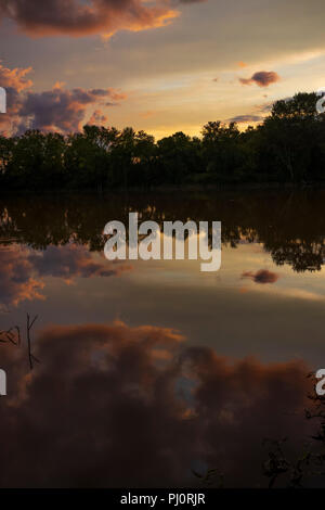 Sunset along the Susquehanna River in Vestal, NY, August 12, 2018. Stock Photo