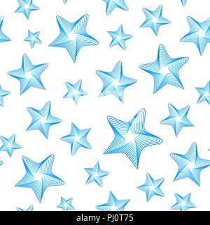 Vector blue stars seamless pattern Stock Vector