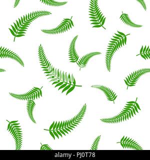 Green fern leaves seamless pattern. Stock Vector