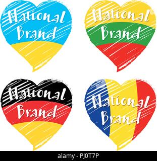 Vector flag heart National Brand. Stock Vector