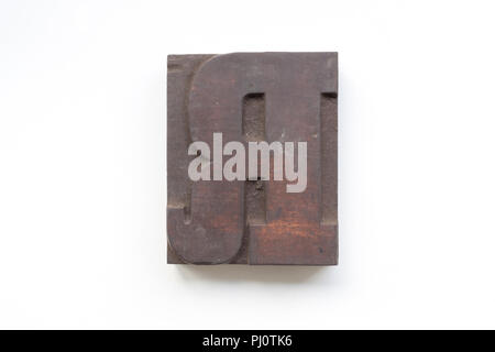 Letterpress letter R printing block isolated on a white background Stock Photo
