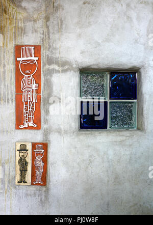 The Hundertwasser Toilets, a public toilet located at 60 Gillies Street, the main street of the town of Kawakawa in northern New Zealand Stock Photo