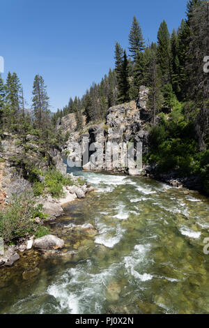 The Middle Fork of the Salmon River in Idaho, near Dagger Falls in the Salmon-Challis National Forest. This river is famous for whitewater rafting. Stock Photo