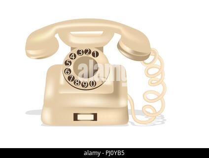 rotary dial telephone isolated on white background Stock Vector