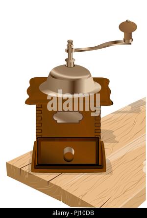 retro coffee grinder isolated on white background Stock Vector