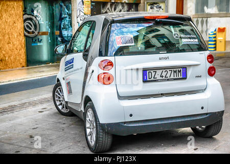 German Mercedes Smart Car parked in Udine, Italy Stock Photo