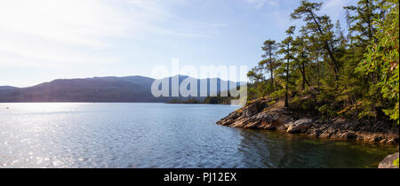 Beautiful landscape picture of Sechelt Inlet during a vibrant sunny summer day. Taken in Sunshine Coast, BC, Canada. Stock Photo