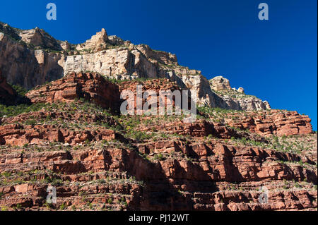 Cliffs made of sandstone and limestone seen from the Bright Angel trail, Grand Canyon, Arizona, USA. Stock Photo