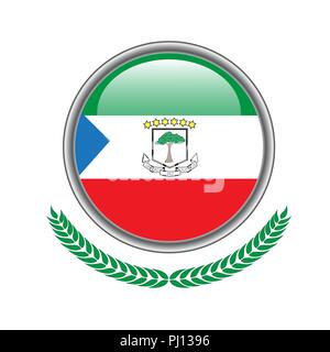 Equatorial-guinea flag button. Equatorial-guinea flag icon. Vector illustration of equatorial-guinea flag on white background. Stock Vector