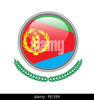 Eritrea flag button. Eritrea flag icon. Vector illustration of eritrea flag on white background. Stock Vector