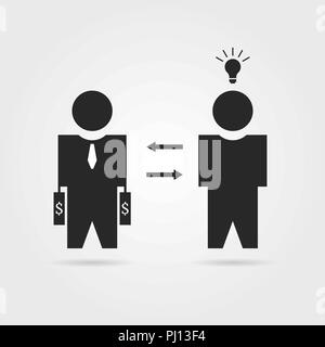 black startuper and investor icon Stock Vector