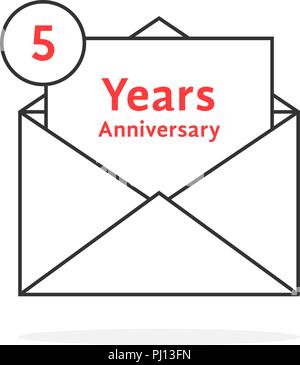 thin line 5 years anniversary logo like open letter Stock Vector