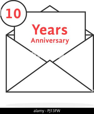 thin line 10 years anniversary logo like open letter Stock Vector