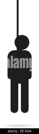 black hanged man icon with shadow Stock Vector