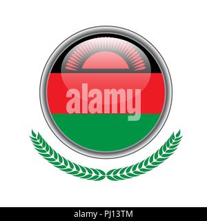 malawi flag button. malawi flag icon. Vector illustration of malawi flag on white background. Stock Vector