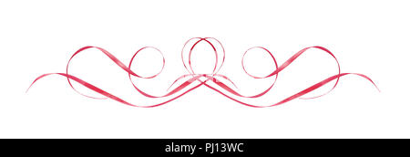 Pink satin waved ribbons in a line arrangement isolated on white background Stock Photo