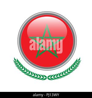 morocco flag button. morocco flag icon. Vector illustration of morocco flag on white background. Stock Vector