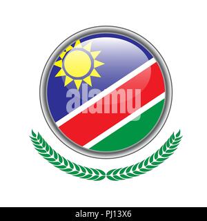 namibia flag button. namibia flag icon. Vector illustration of namibia flag on white background. Stock Vector