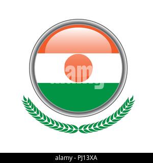 niger flag button. niger flag icon. Vector illustration of niger flag on white background. Stock Vector