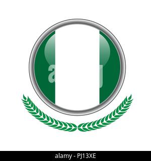 nigeria flag button. nigeria flag icon. Vector illustration of nigeria flag on white background. Stock Vector