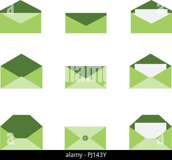 Set of envelope of letter on the white background, Concept vector of letter. Stock Vector