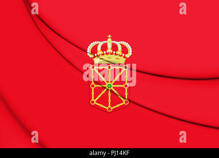 3D Flag of Navarra, Spain. 3D Illustration. Stock Photo