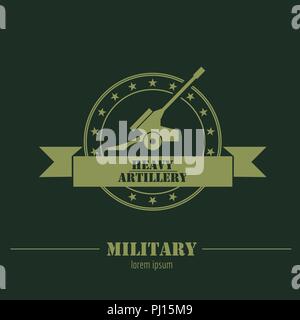 Military and armored vehicles logos and badges. Graphic template. Vector illustration Stock Vector