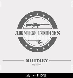 Military and armored vehicles logos and badges. Graphic template. Vector illustration Stock Vector