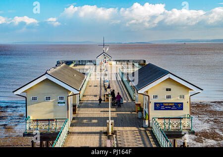 Penarth Pier, Penarth on the Glamorgan Heritage Coast, South Wales, photographed from Room 617 dedicated to the Dambusters Stock Photo