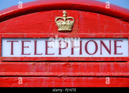 Detail of a British red public telephone box Stock Photo