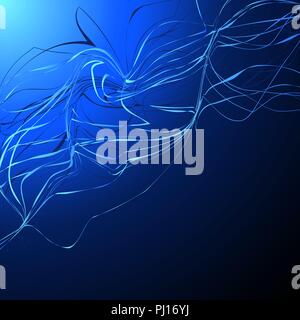 Curved wavy lines on blue background. Vector illustration