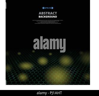 Abstract of dot light pattern on technology green pentagon pattern  background, illustration vector eps10 Stock Vector