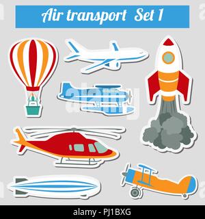 Public transportation, air transportation. Icon set. Vector illustration Stock Vector