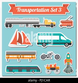 Set of all types of transport icon  for creating your own infographics or maps. Water, road, urban, air, cargo, public and ground transportation set.  Stock Vector