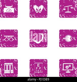Ponder icons set, grunge style Stock Vector