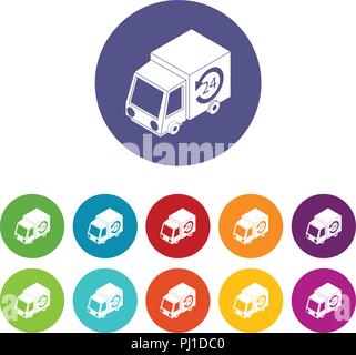 24 hour delivery icons set vector color Stock Vector