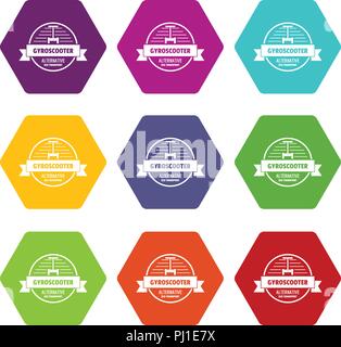 Gyro scooter icons set 9 vector Stock Vector