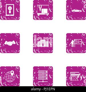 Business leader icons set, grunge style Stock Vector