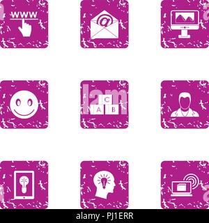 Electronic message icons set, grunge style Stock Vector