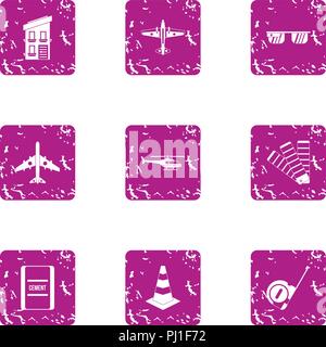 Delivery of material icons set, grunge style Stock Vector